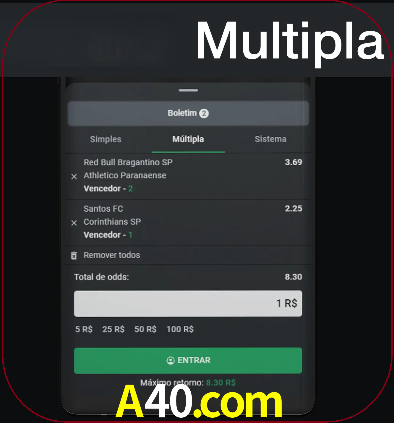 Faça apostas mais valiosas com mais de duas apostas.