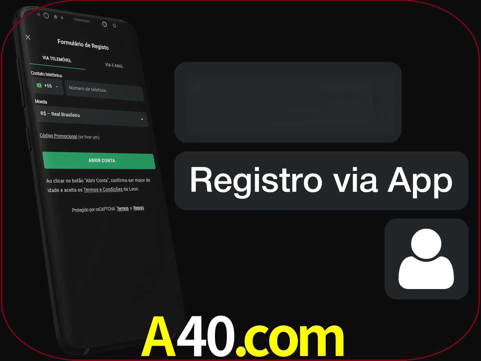 Registre-se com duas etapas usando o aplicativo.
