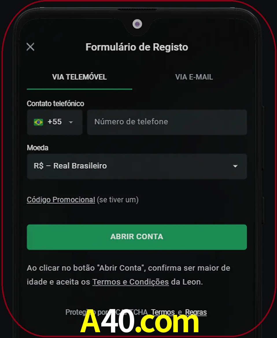 Abra o aplicativo e inicie o processo de registro.