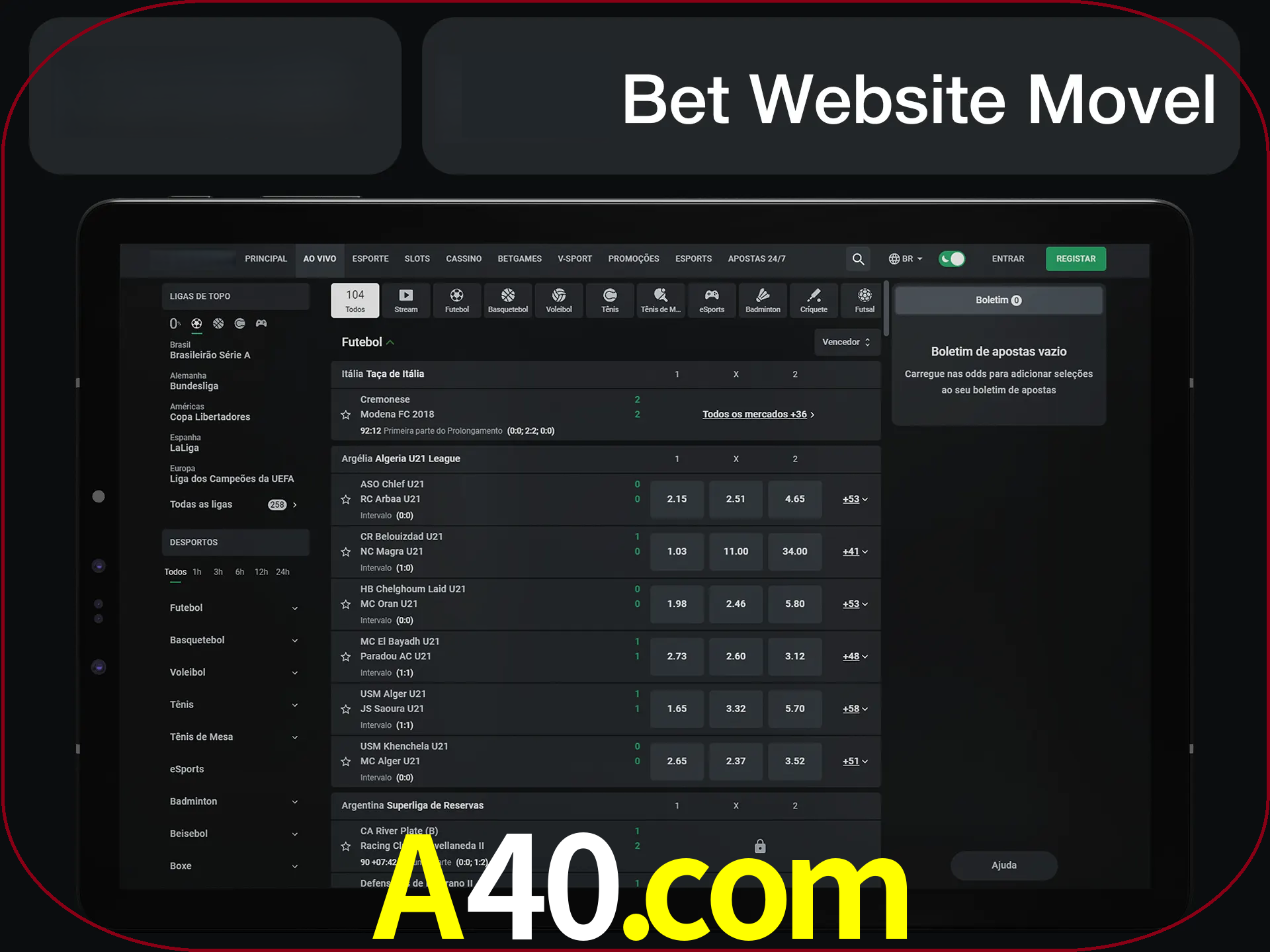 Use nosso website em qualquer dispositivo.